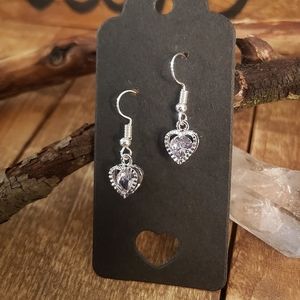 Crystal Heart earrings 💎Silver Diamond earrings Cubic Zircon Wife Heart Jewelry